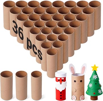 Czoynife Brown Cardboard Tubes for Crafts, 36Pack, Bulk Paper Rolls for Kids DIY, Classroom Art Supplies, Holiday Decor 1.38x3.98, 1.57x3.98,1.69x3.98
