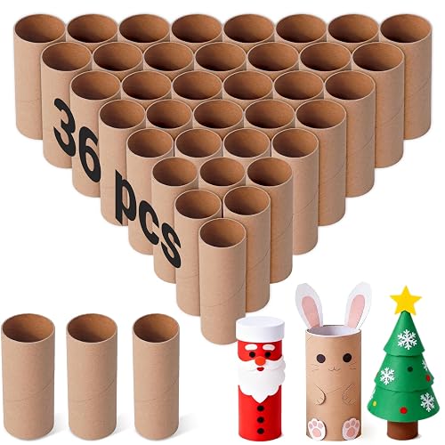 Czoynife Brown Cardboard Tubes for Crafts, 36Pack, Bulk Paper Rolls