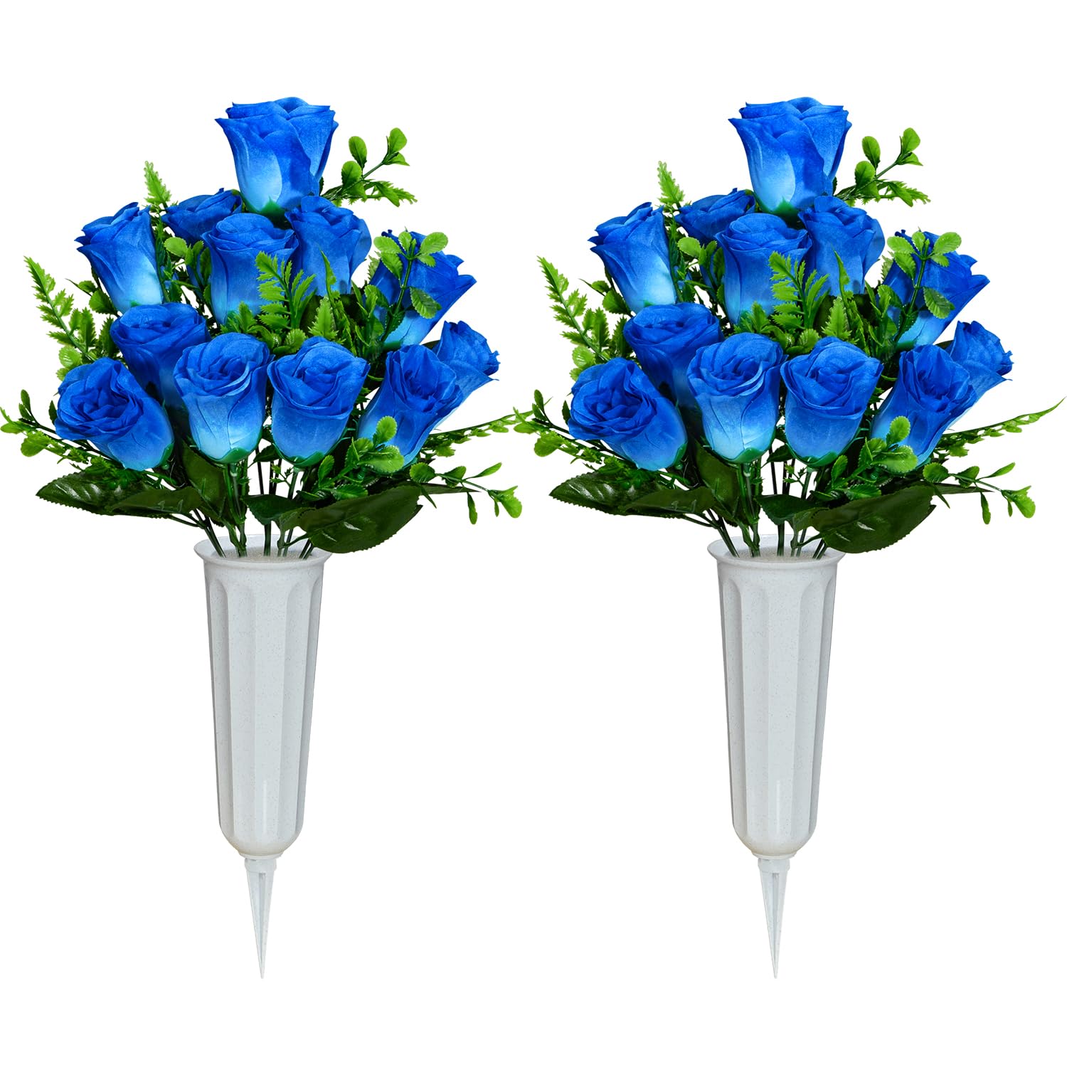 SIFOEL Artificial Cemetery Flowers with Vase - Image 2
