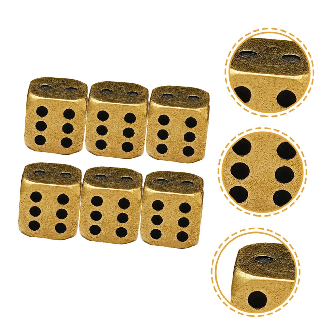 POPETPOP 30 Pièces Dés Laiton Vintage Jeu Accessoires Ronds Solides pour Jeux de Société et Fête