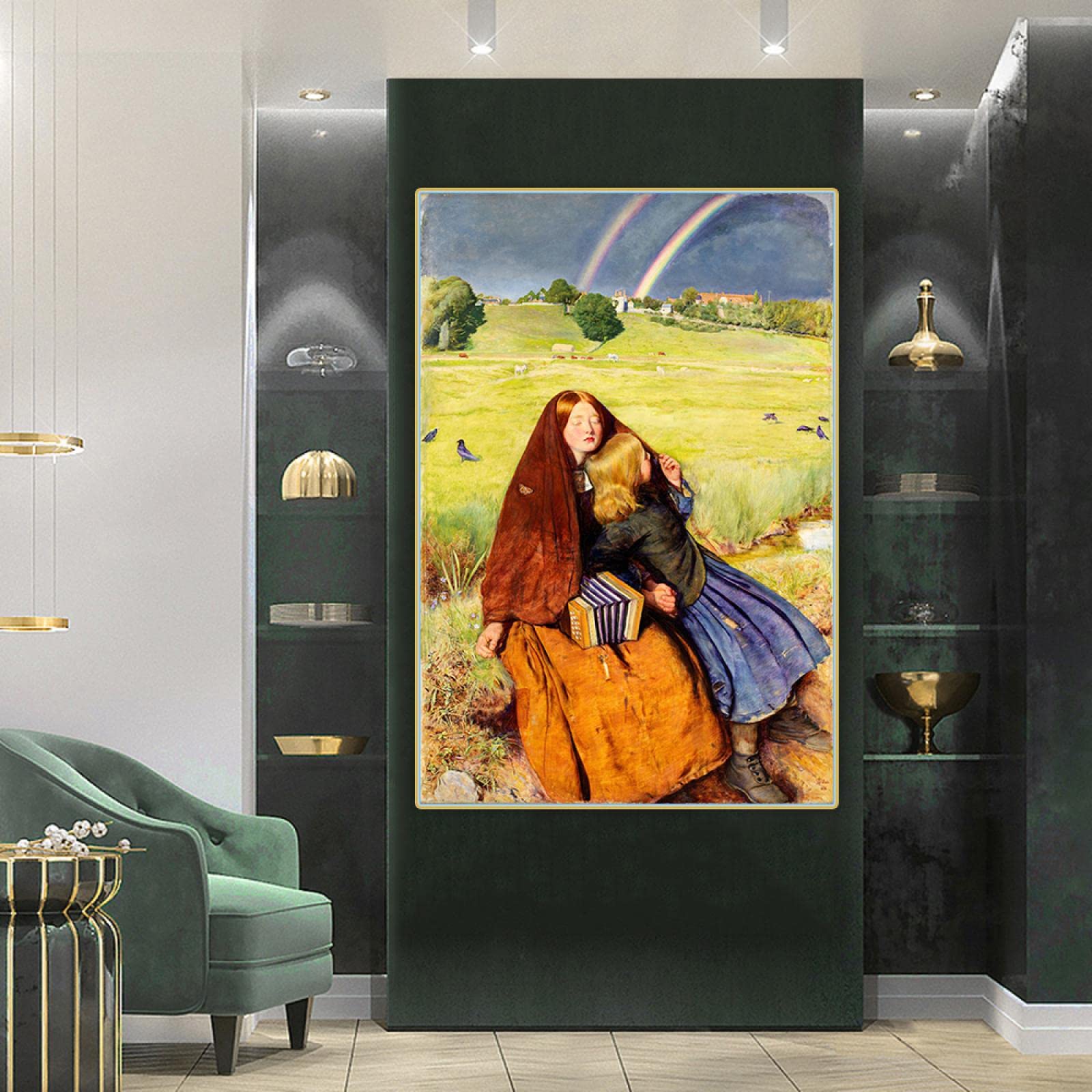 キャンバス油絵専用旅をするサフォーク羊岩山を越えて小さめ