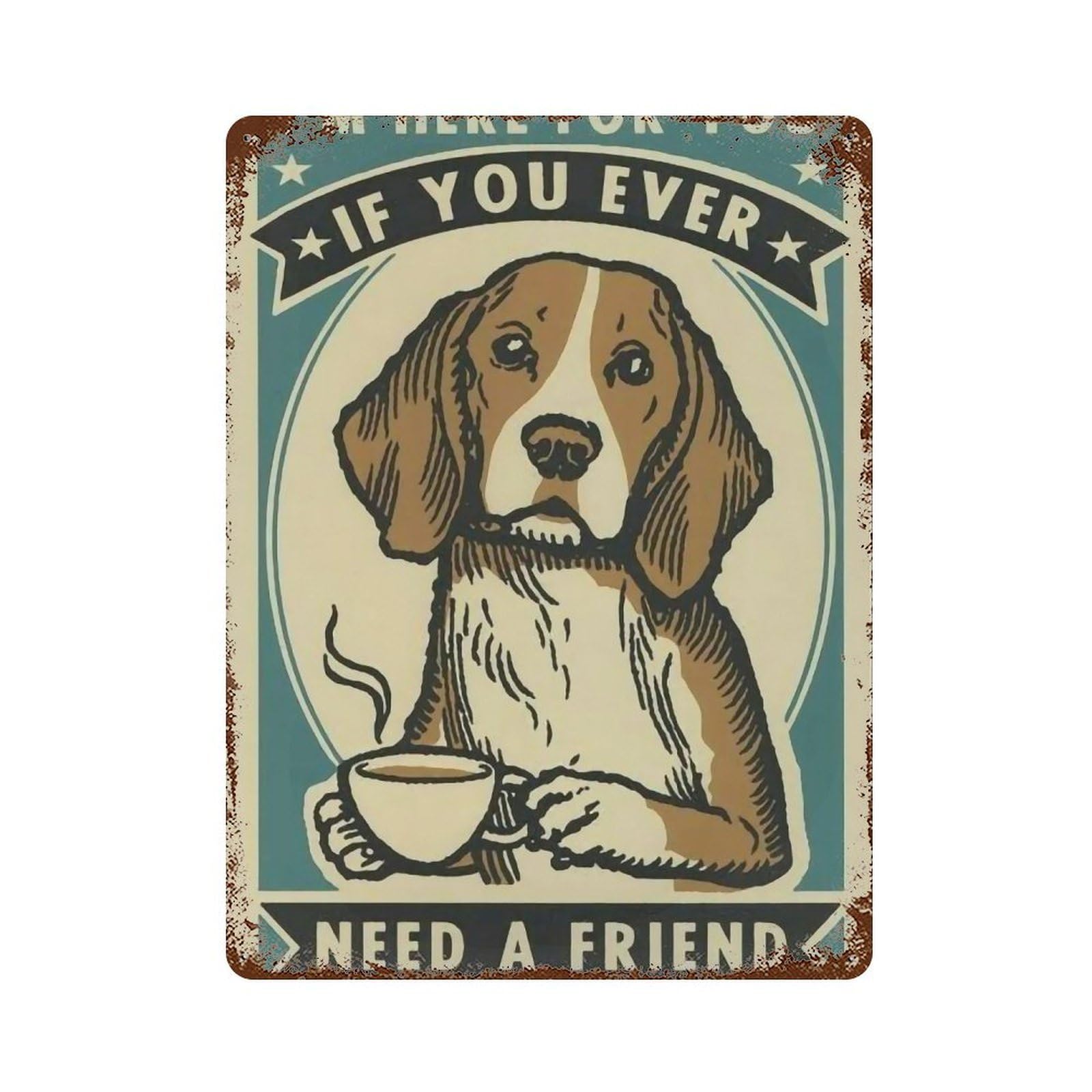 YHGERTKU Retro Funny Dog Wall Art Retro Iron Vintage Metal Tin Sign Poster Modern Decor for Living Rooms Gift 40x30cm