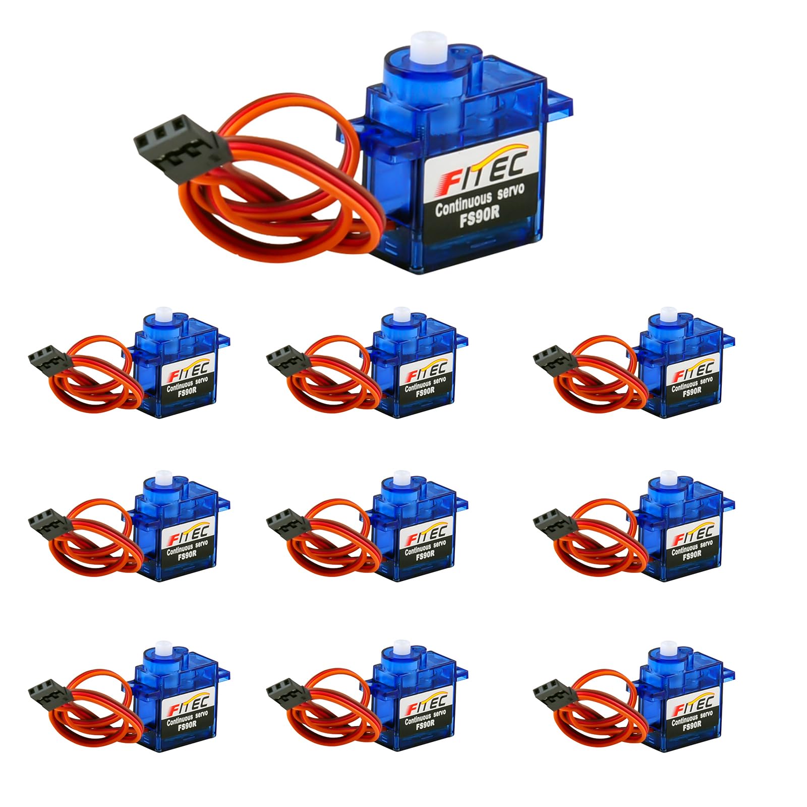 Feetech FS90R - 10 microservomotores de rotación continua de 9 g, 360° 4.8-6 V para Arduino Robot RC Car Boat Airplane DIY