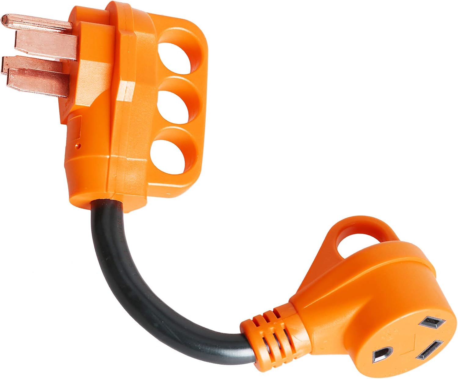 BRIGHT GG Heavy Duty RV Adapter 50 AMP Male to 30 AMP Female Dogbone Power Cord with Handles,12inch,10/3 STW
