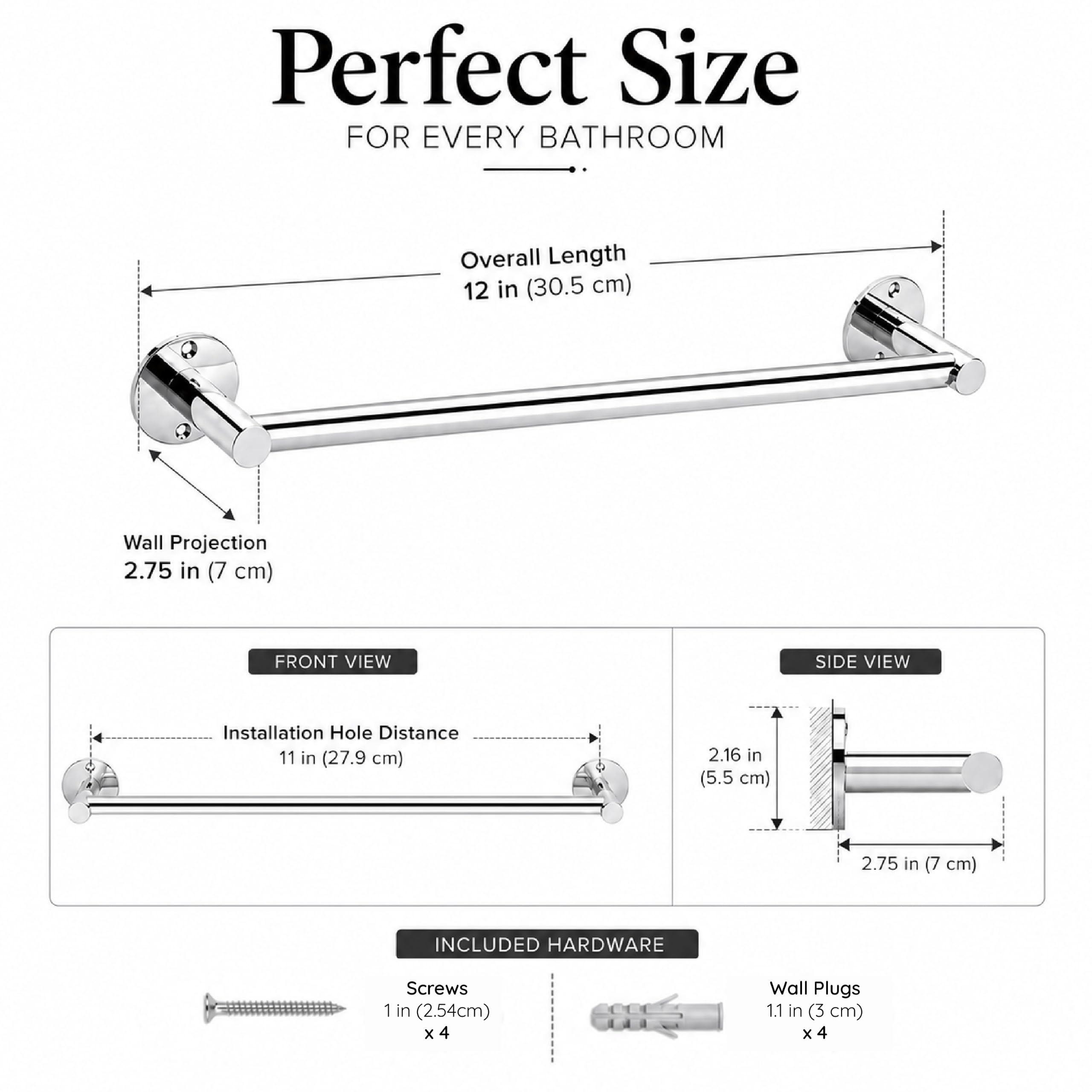 Stainless Steel Towel Bars - 3 Pack -6 Stainless Steel Towel Bars - 3 Pack -6