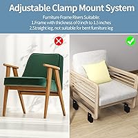 Vista 3 de Elevador de cama con abrazadera de tornillo ajustable, se ajusta al grosor del marco de muebles de 0 a 1.5 pulgadas, altura de elevación de 2