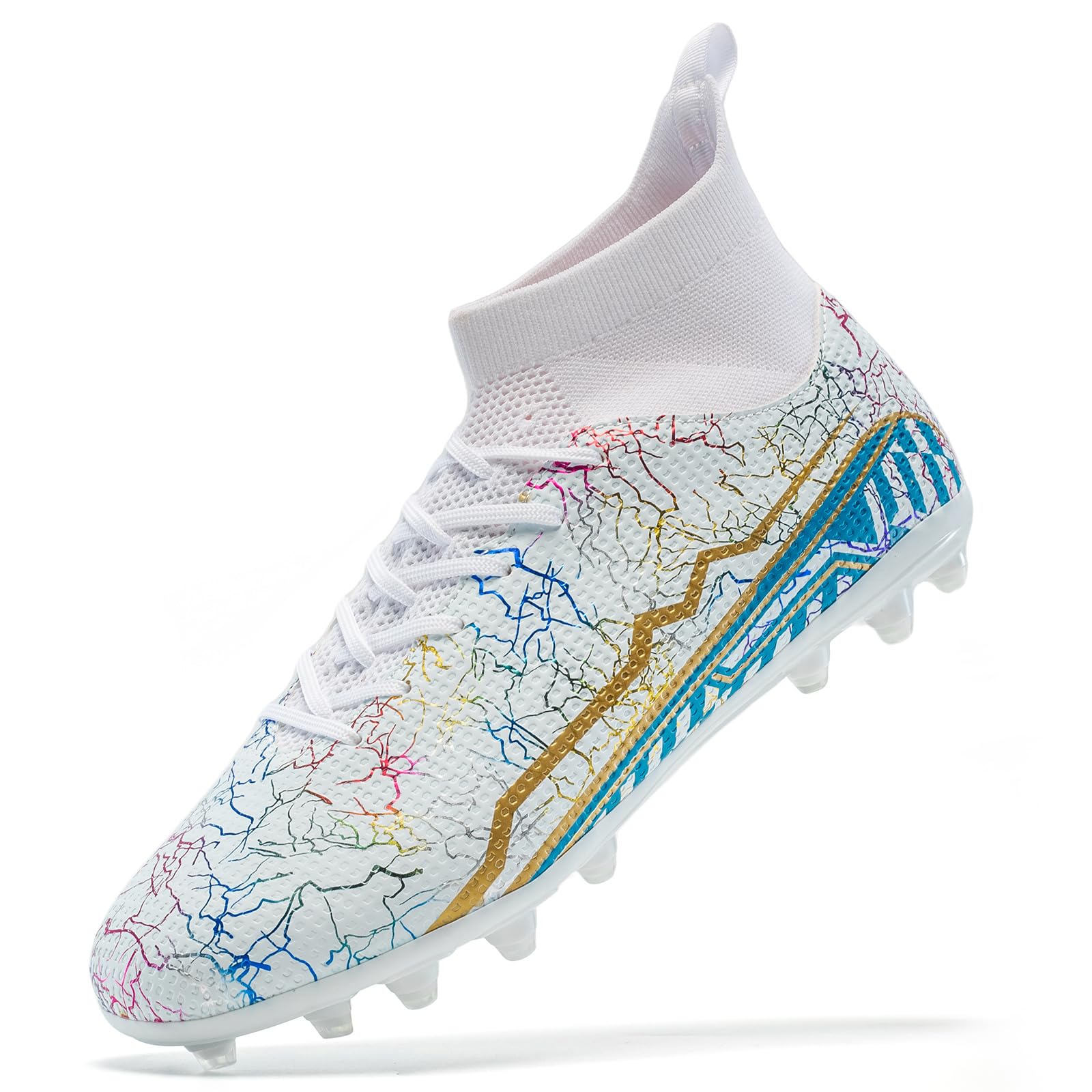 XGHRIAN Soccer Cleats Mens Youth Turf Soccer Shoes High Tops Football Cleats Professional Athletic AG Training Football Boots Unisex