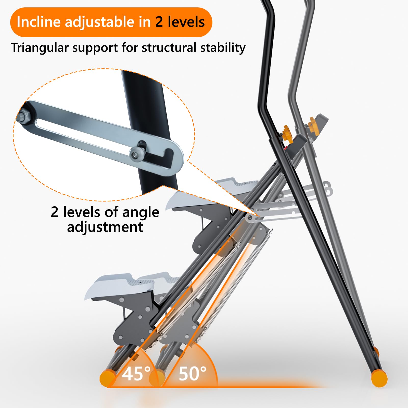 RYGEO Stepper für Zuhause 3-stufiger Widerstand, Faltbarer Cardio Climber für Ausdauertraining und Ganzkörpertraining, mit verstellbaren Lenkern für Home-Büro-Fitness