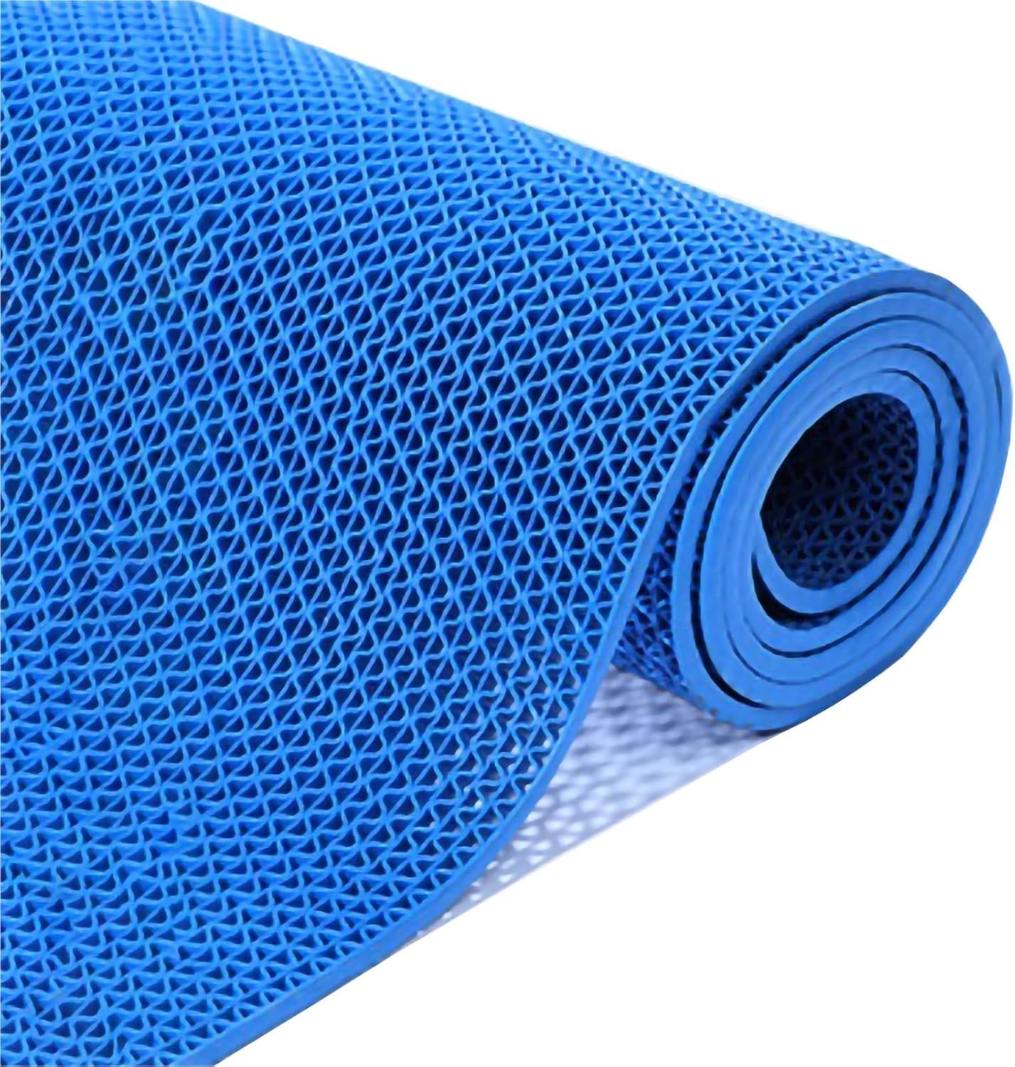 Hpthly Blue Shower Room Drainage Non-Slip Floor Mat, Swimming Pool Bathroom Garage Kitchen Pvc Hollow Floor Mat,-90Cmx500cm