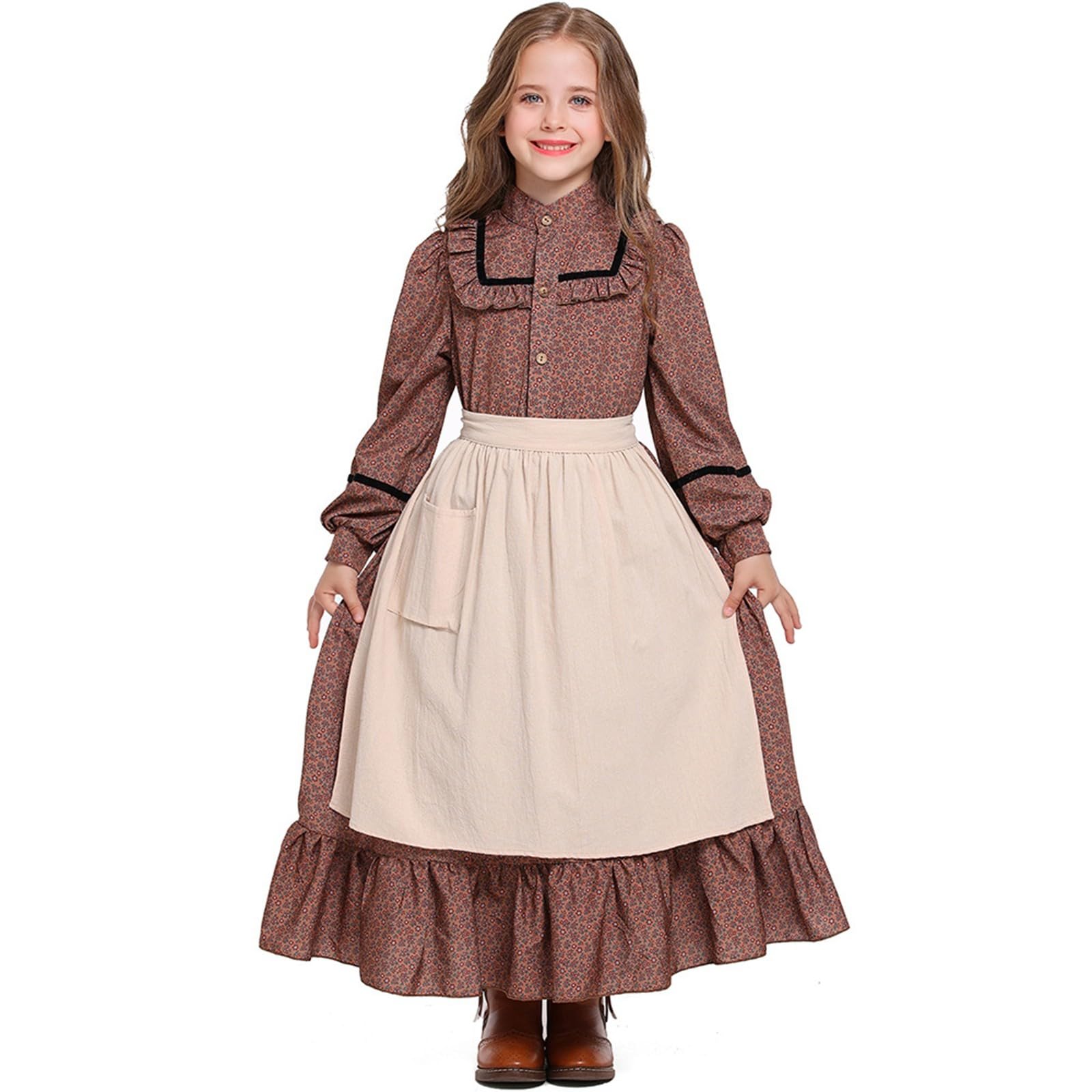 Generisch Vestido largo de niña con estampado floral para el día a día, fiestas, ocasiones informales, cómodo vestido de verano en estilo estampado, ideal para la escuela, excursiones o eventos