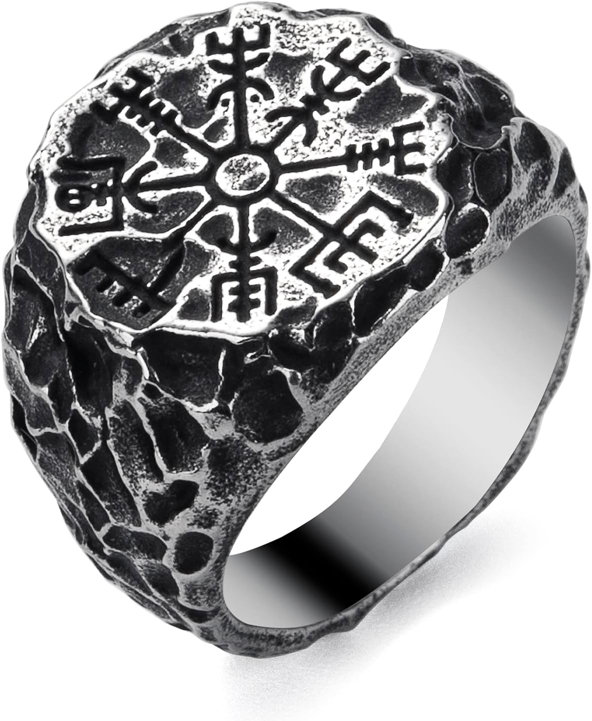 Viking Rings for Men Norse Viking Runes Vegvisir Compass Valknut Ring Jewelry for Men Women Boys Size 7-13