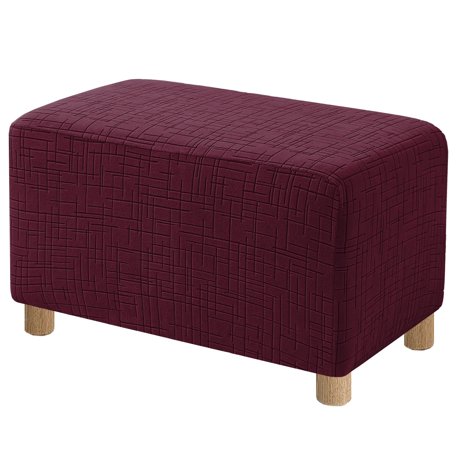 High Stretch Ottoman Cover Rectangular (Large, Burgundy