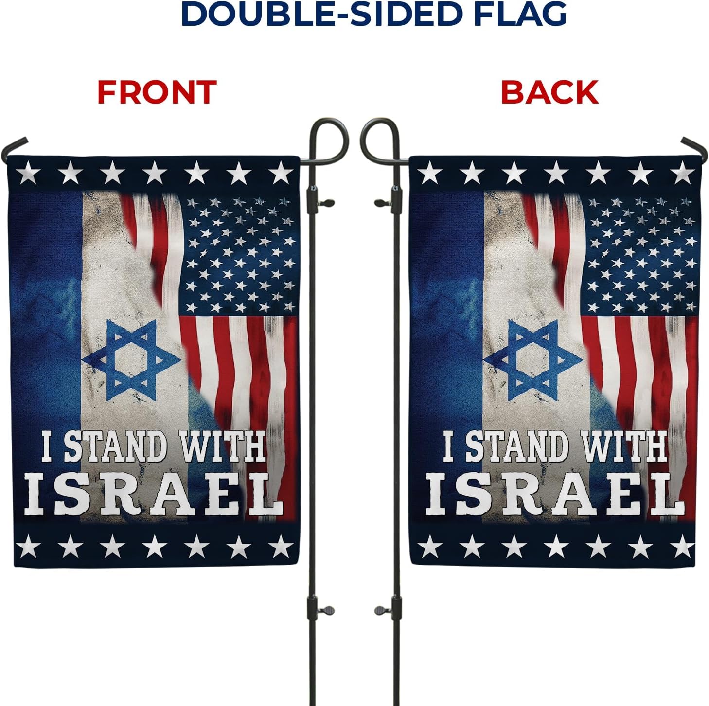 I Stand with Israel Garden Flag 12.5 x 18 inch Double Sided Support Pray for Israel America Friendship Bandera de Israeli Jewish Decorative Outdoor Small Yard Flag - Image 6