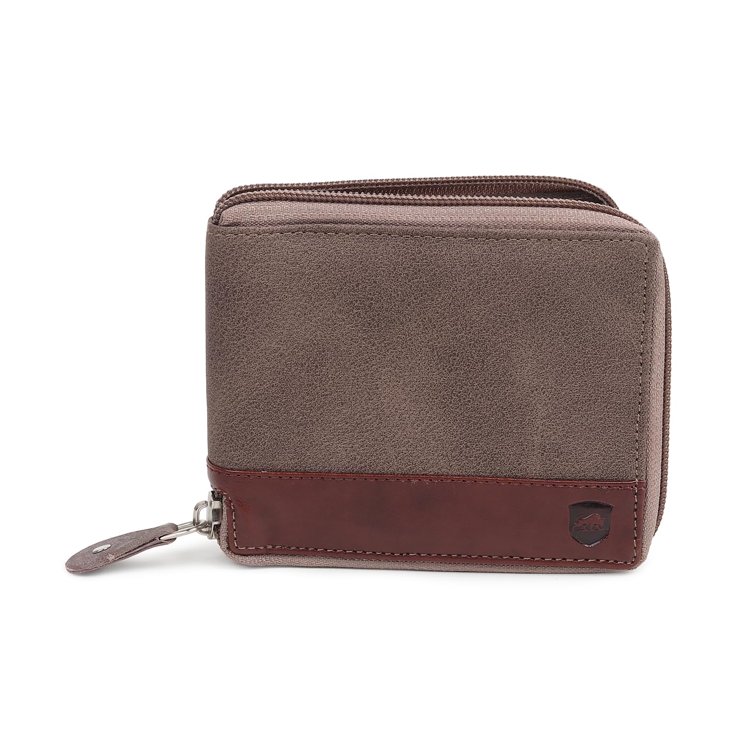 Line Design Zipper Round Chain Vegan Leather Wallet for Men & Women I 3 Card Slots I 2 Currency & 2 Secret Compartments I 1 Coin Pocket (Brown Strap)-image-43