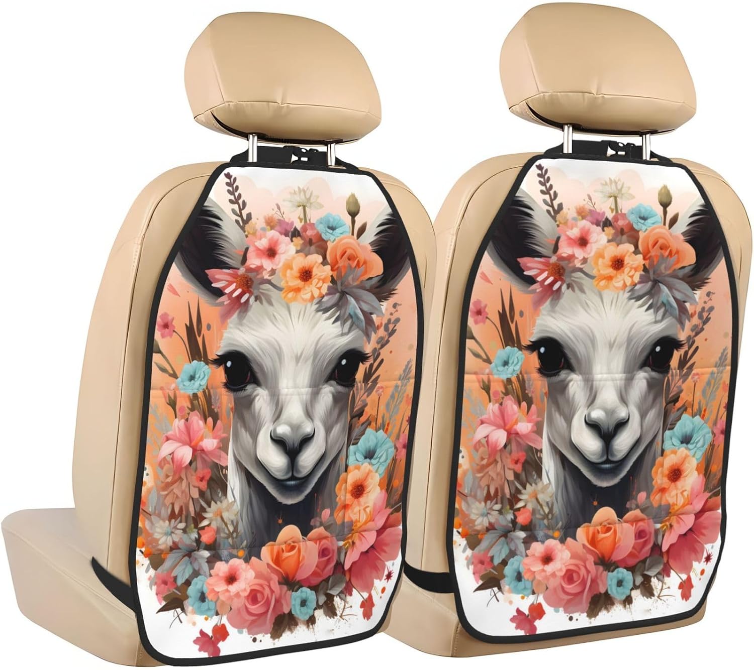 Car Seat Back Kick Protector 2 Pack 18.5x26.4 Inch, Cartoon Fire Dragon Anti-Kick Pad, Waterproof Oxford Fabric Large Rear Seat Cover for Kids Pets Fits SUV Jeep Truck Sedan
