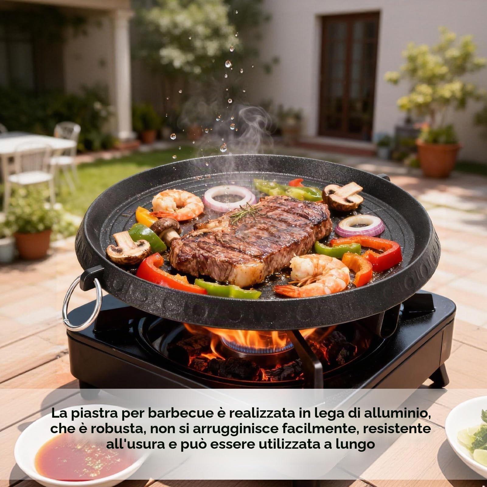 HERCHR Bistecchiera per barbecue in stile coreano, piastra grill con superficie rivestita Maifan per piano cottura, grigliate all'aperto per interni