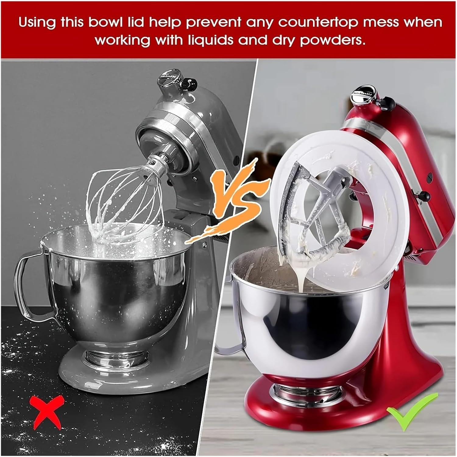 Compatible for 4.5 & 5-Quart Stand Mixers, Stainless Steel Mixing Bowl with Lid, 5QT Replacement
