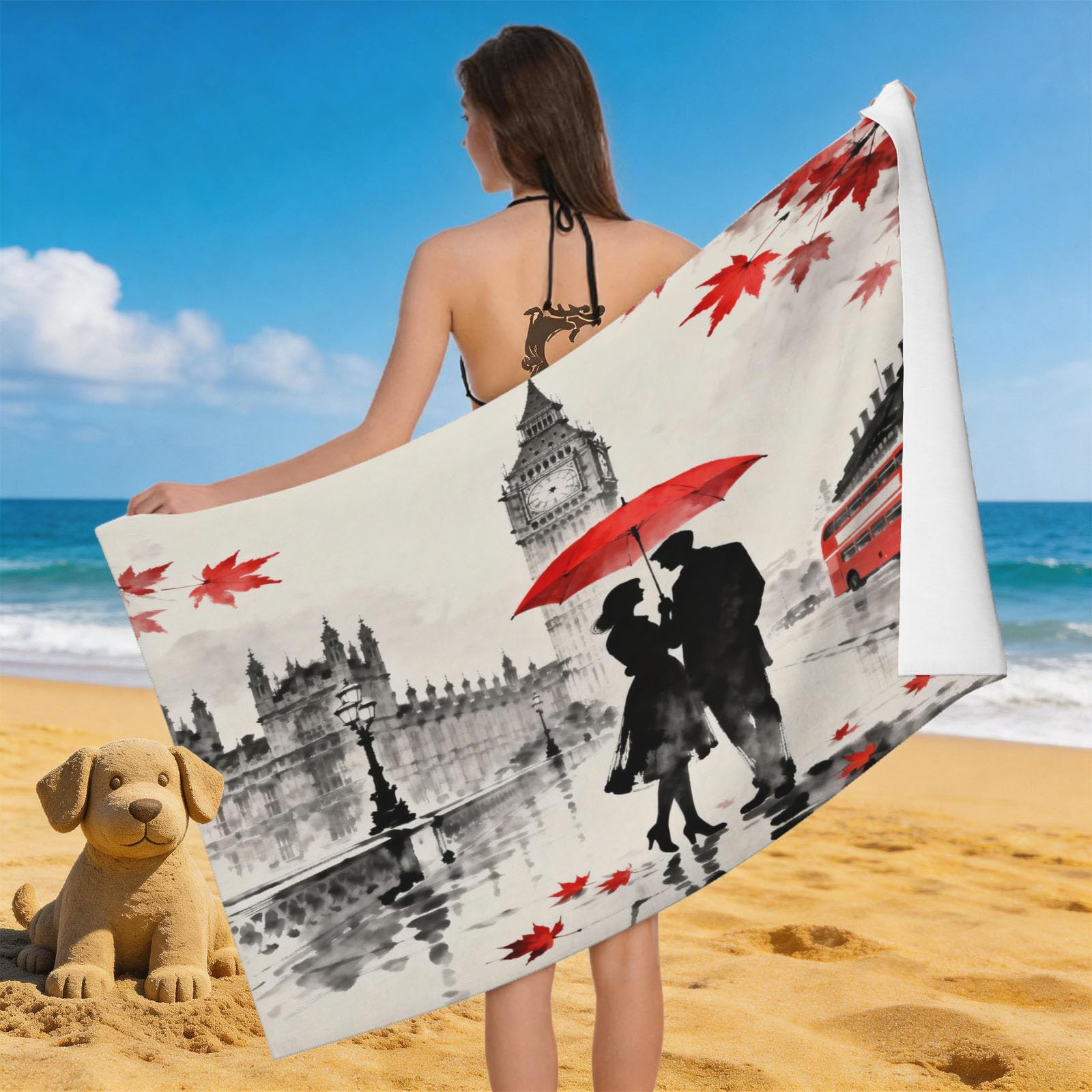 Leichong Men's Red 3D Zebra Beach Towel Microfiber Soft Quick Dry For Adults, Africa Animal Bath Towel Lightweight Soft Absorbent For Travel Swimming Pool Sports, 75 X 150 Cm