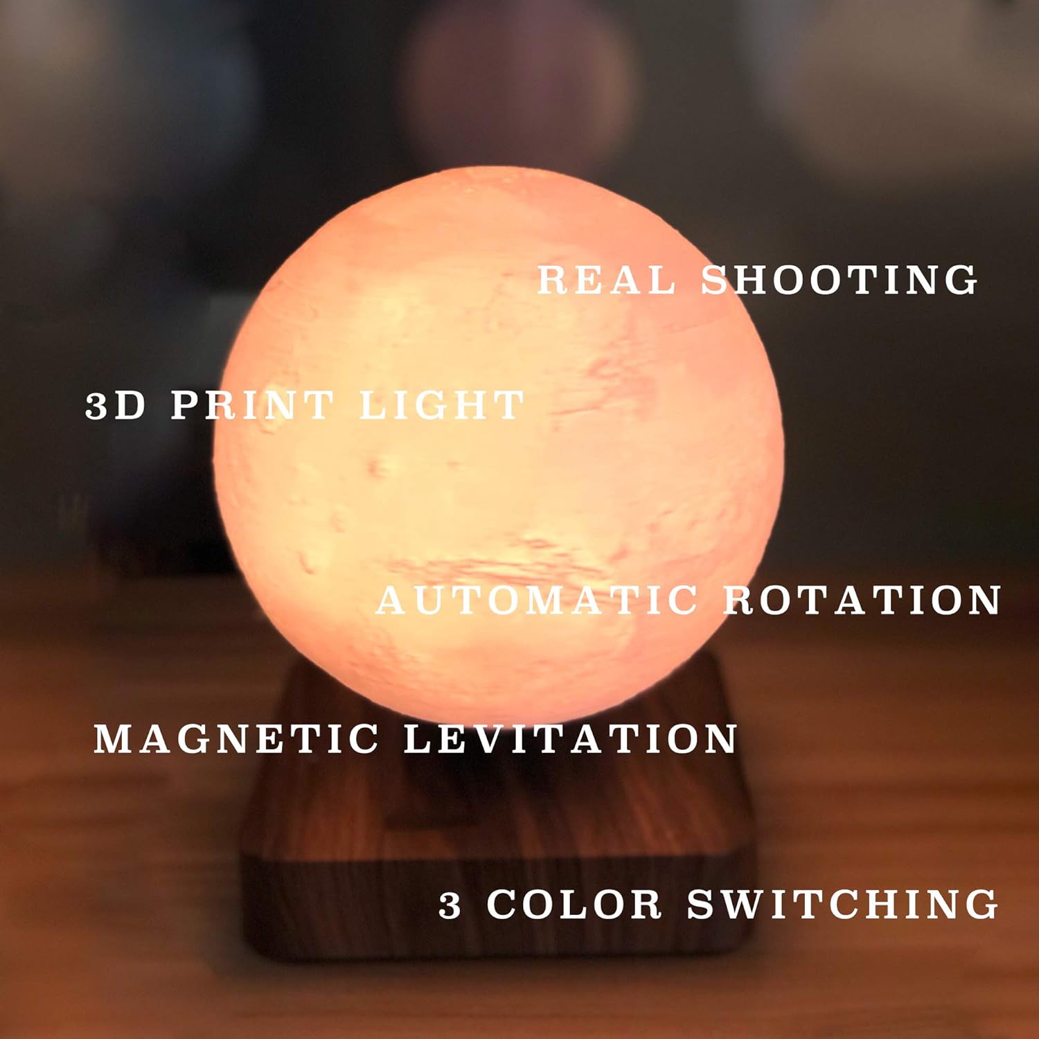 ACEDOAMARE Night Light Moon Light Magnetic Floating Planet Lamp Interior 3D Print LED Bedside Nursing Creative Gift Table Lamp (18cm Mars)