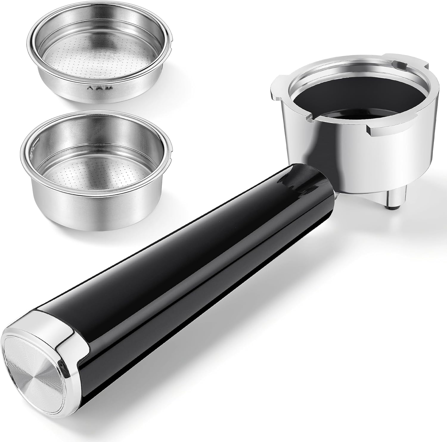 51mm Portafilter Set for CASABREWS CM5418, 5418 PRO, 3700 Essential/3700Pro and Gevi Espresso Machines, 3 Ears Portafilter with 2 Stainless Steel Filter Baskets (1-Cup Filter and 2-Cups Filter)