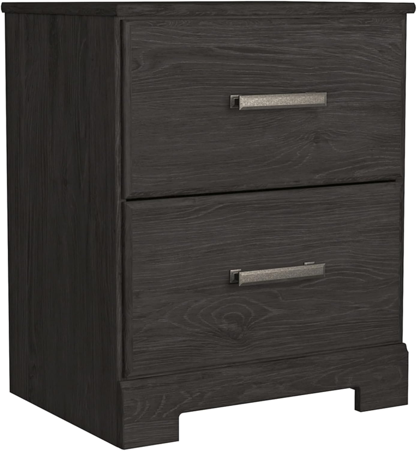 Signature Design by Ashley Belachime Contemporary 2 Drawer Nightstand, 24.41" Tall, Black