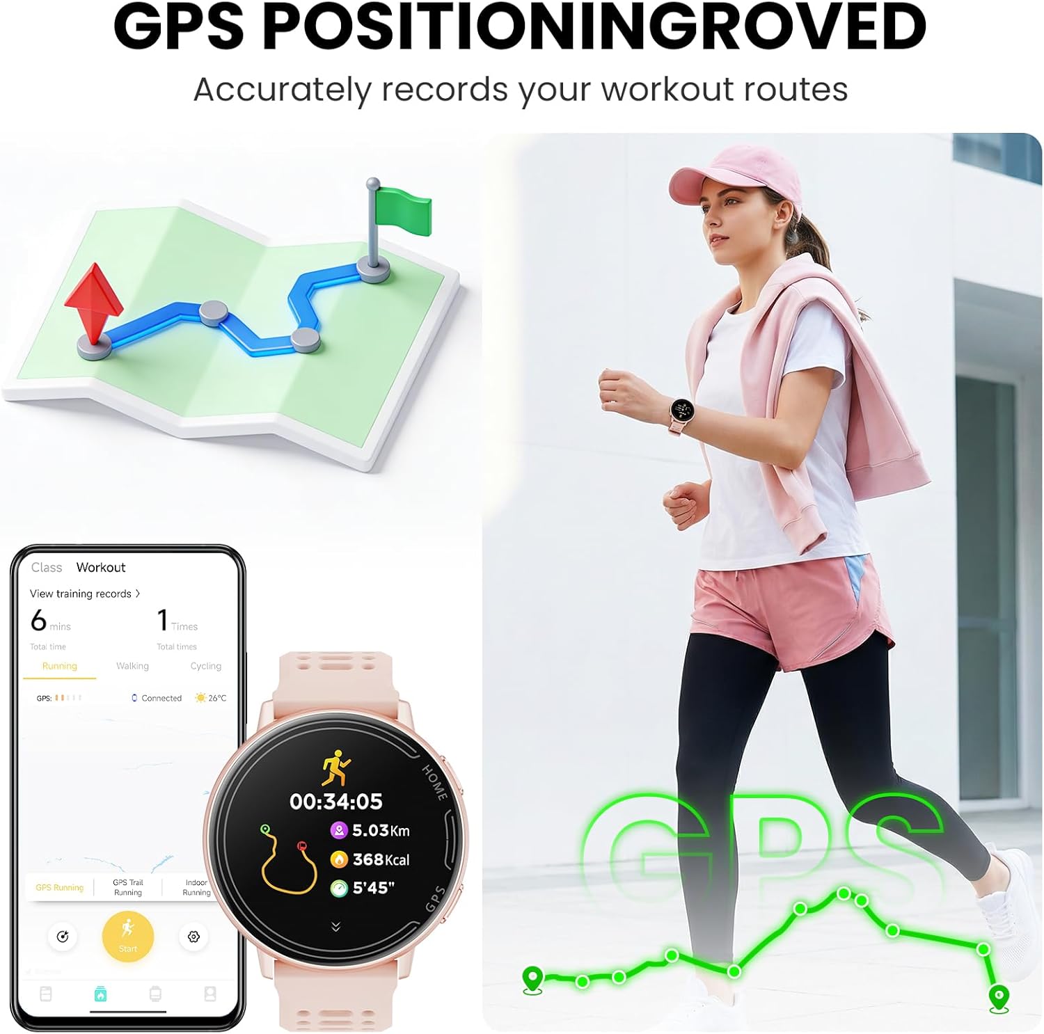 Smart Watch for Men Women Built in GPS,100+ Sports Modes Smartwatch with 1.39" HD Screen,Bluetooth Answer/Make Call,2026 New Smart Watch Health Fitness Tracker,Compatible with Android & iOS（Pink）