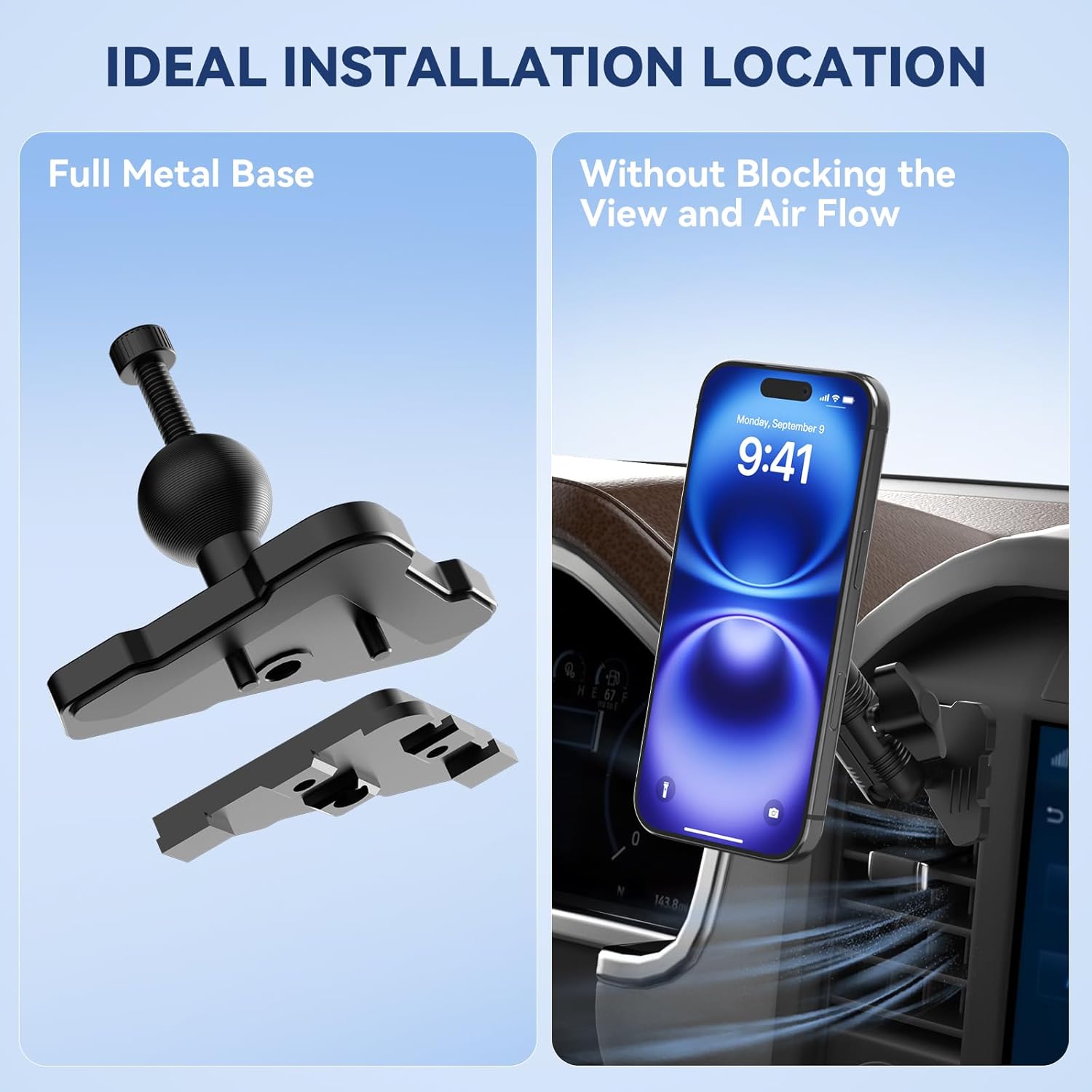 CNC Truck Air Vent Phone Holder, Magnetic Full Metal Phone Mount for F150, Phone Cradles Compatible with Ford F150 2021-2025 & Super Duty F250 F350 F450 2021-2025 and Most Cellphones