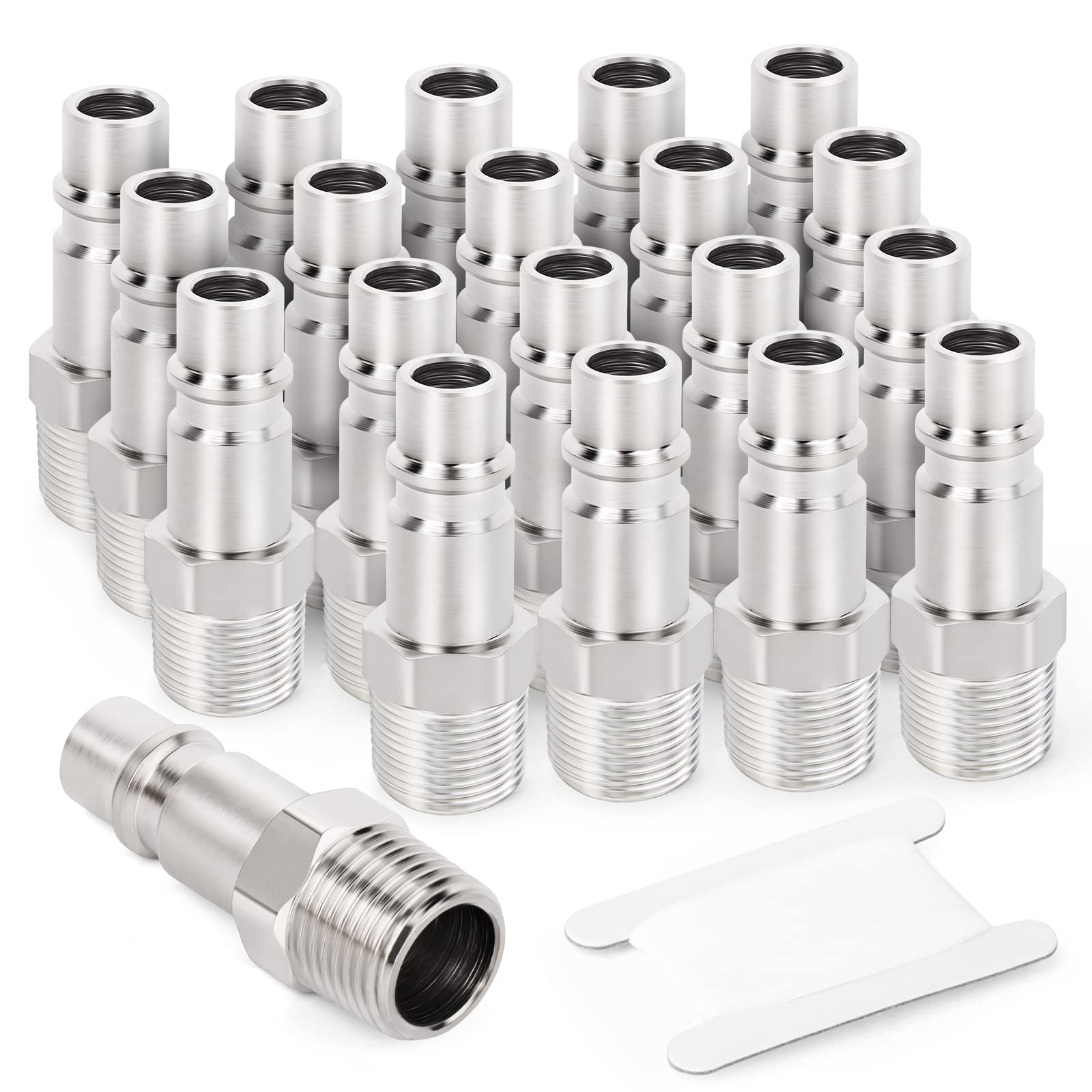 GASHER 20PCS 3/8-Inch NPT Male Industrial Air Tool Fitting, 3/8-Inch High Flow Pneumatic Plugs Max Working Pressure 300PSI