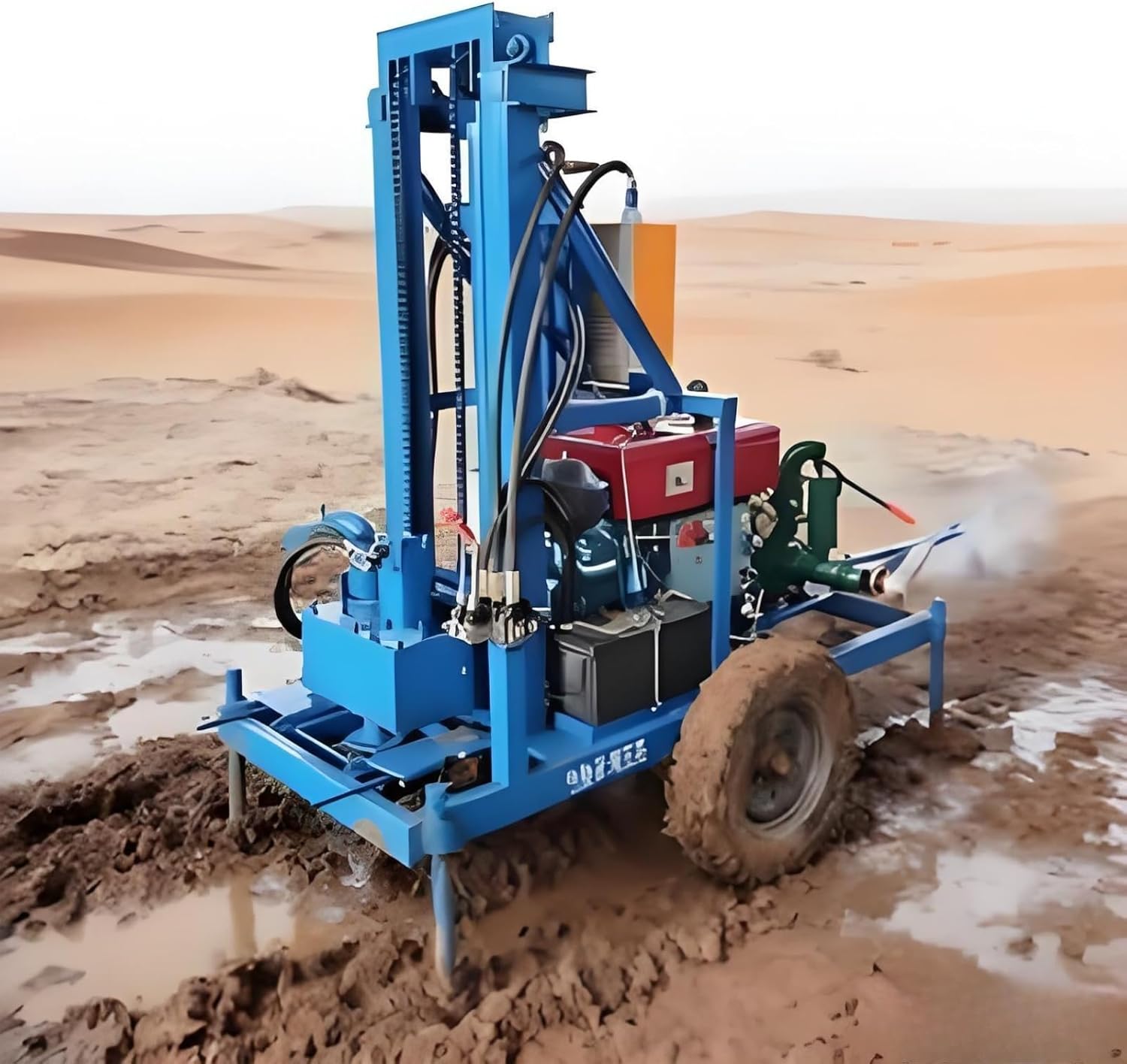 High-Torque Hydraulic Water Well Drilling Rig, Compact Shallow & Deep Borehole Machine with Rolling Wheels,Rugged Drilling Equipment for Farm Irrigation,Off-Grid Home Water Supply & Remote Rural Areas