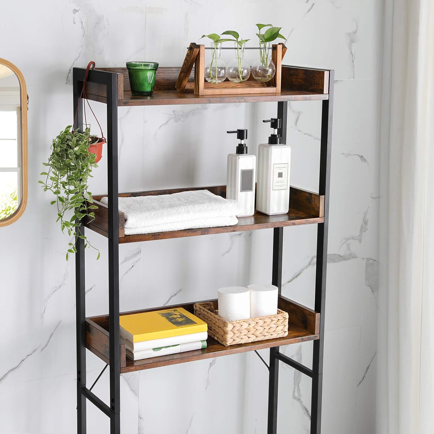 Close-up of shelves with items