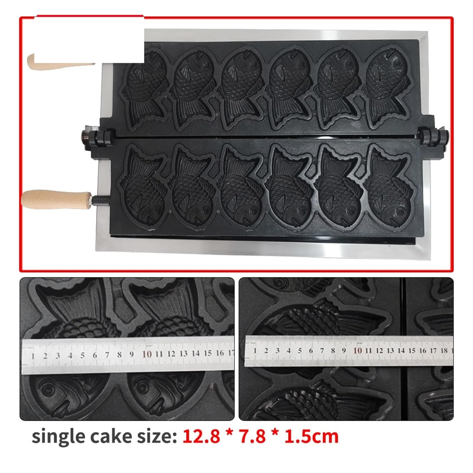 Máquina For Hacer Taiyaki Con Forma De Pescado, For Gofres, 6 Unidades, For Helados Y, 3000 W, Sartén Antiadherente DistribucióN Uniforme Del Calor