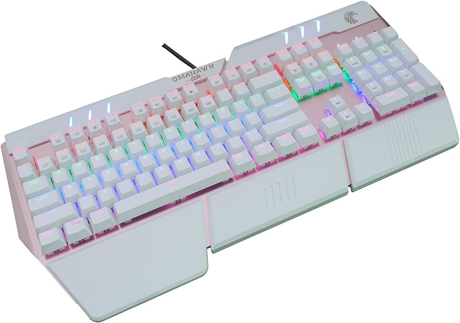 Mechanical Gaming Keyboard, 104 Key No Conflict Waterproof Blue Switches Rainbow Keyboard