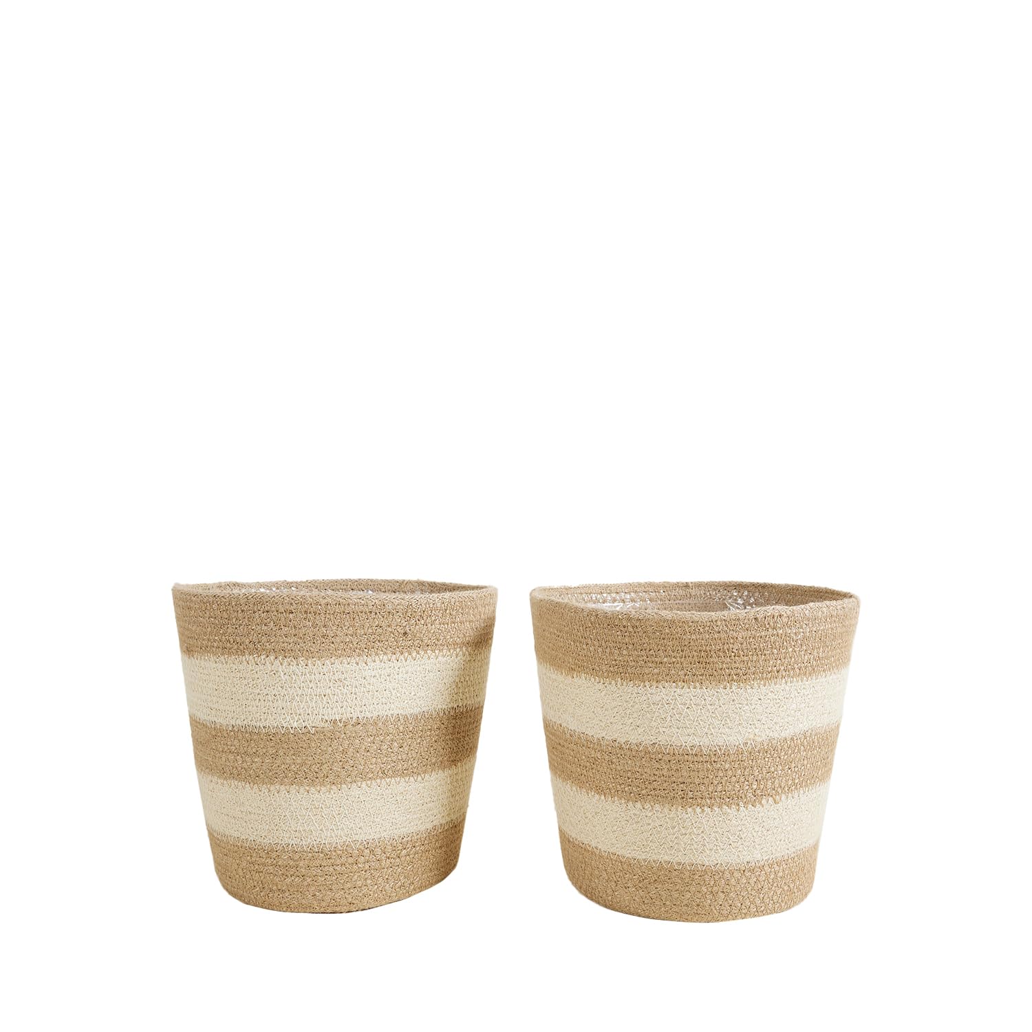 Bloomique Pot à Plantes Tressé Gaby Lot de 2 Beige Jute H22xØ21