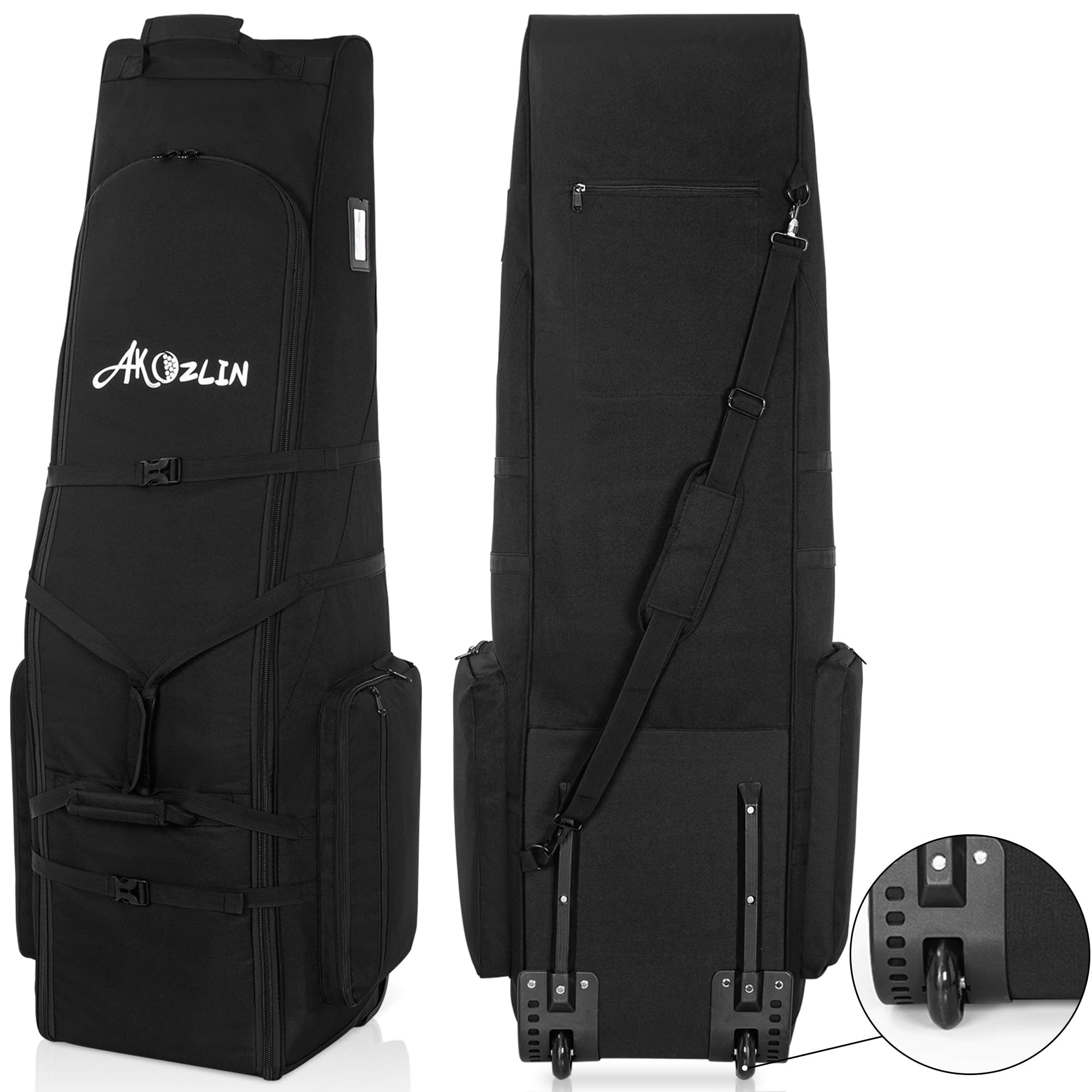 Borsa da viaggio da golf con ruote, grande capacità, trolley da golf con ruote rinforzate, 900D impermeabile Oxford panno per viaggi in aereo