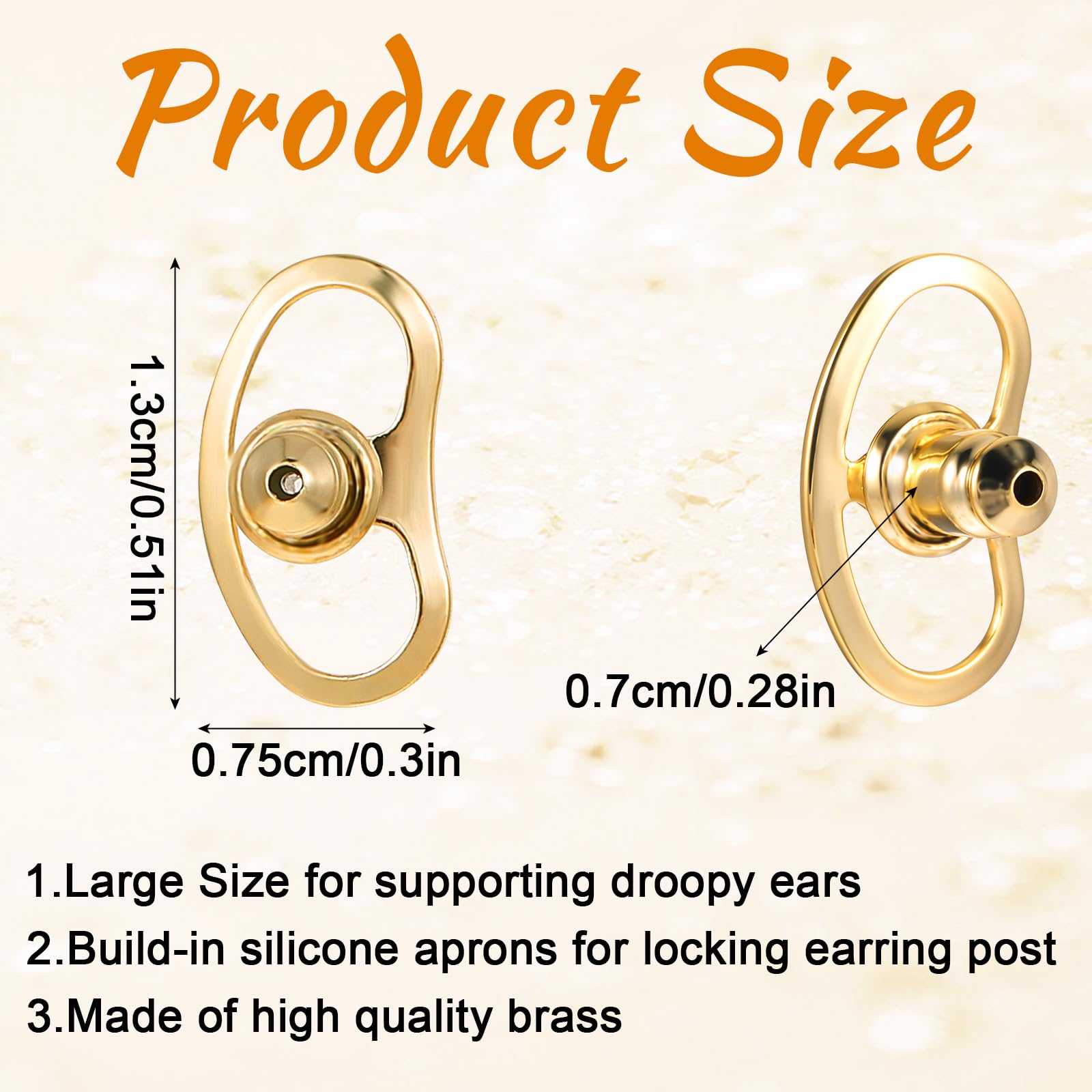 Earring Lifters Backs, Mabor 8 Pcs Earring Backs for Droopy Ears Locking Earring Backs Replacements for Studs Large Earring Backings Tight Earring Lifter Backers for Heavy Earrings
