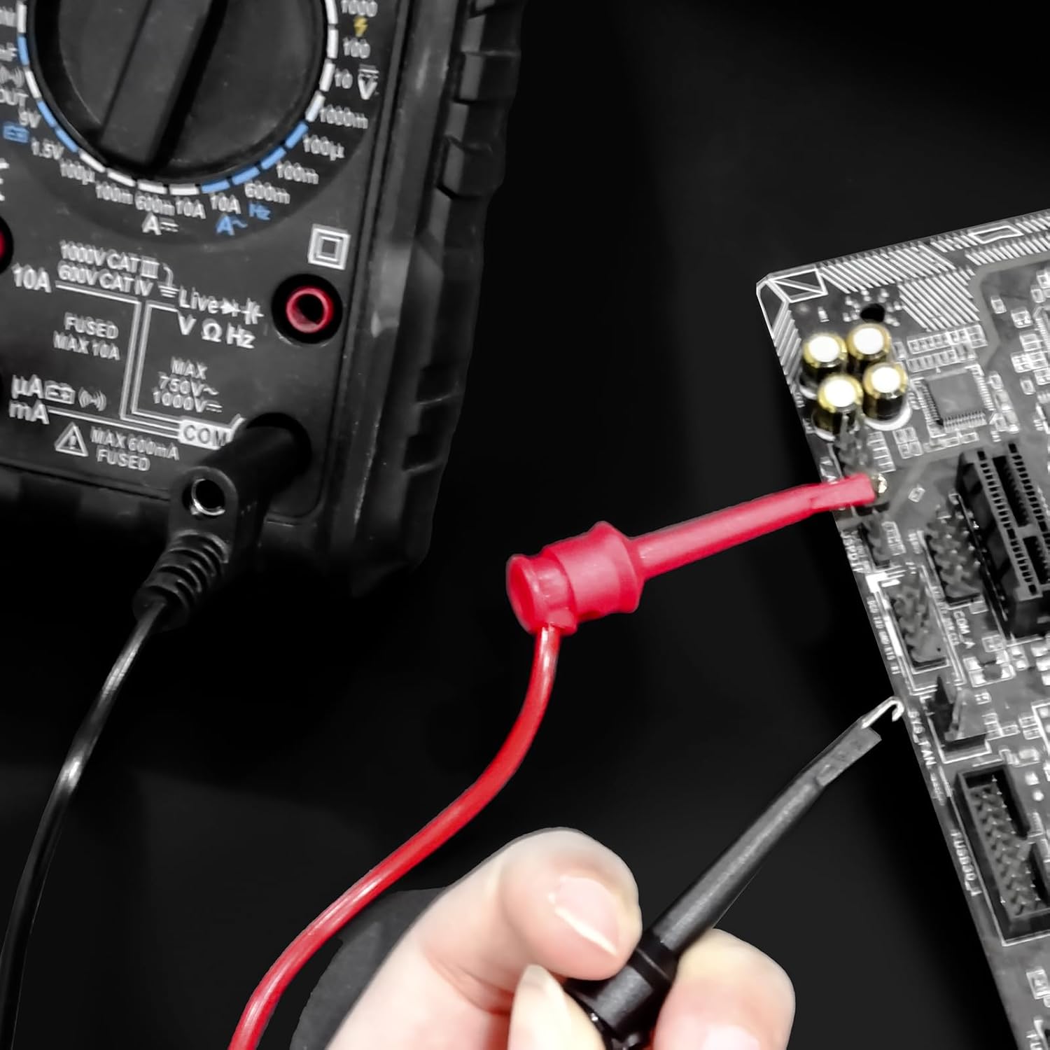 Goupchn Banana to Hook Test Leads 5PCS 4mm Stackable Banana Plug to Test Hook Clips Flexible Testing Cable Wires 500V 5A for Multimeter Electrical Testing - Image 7