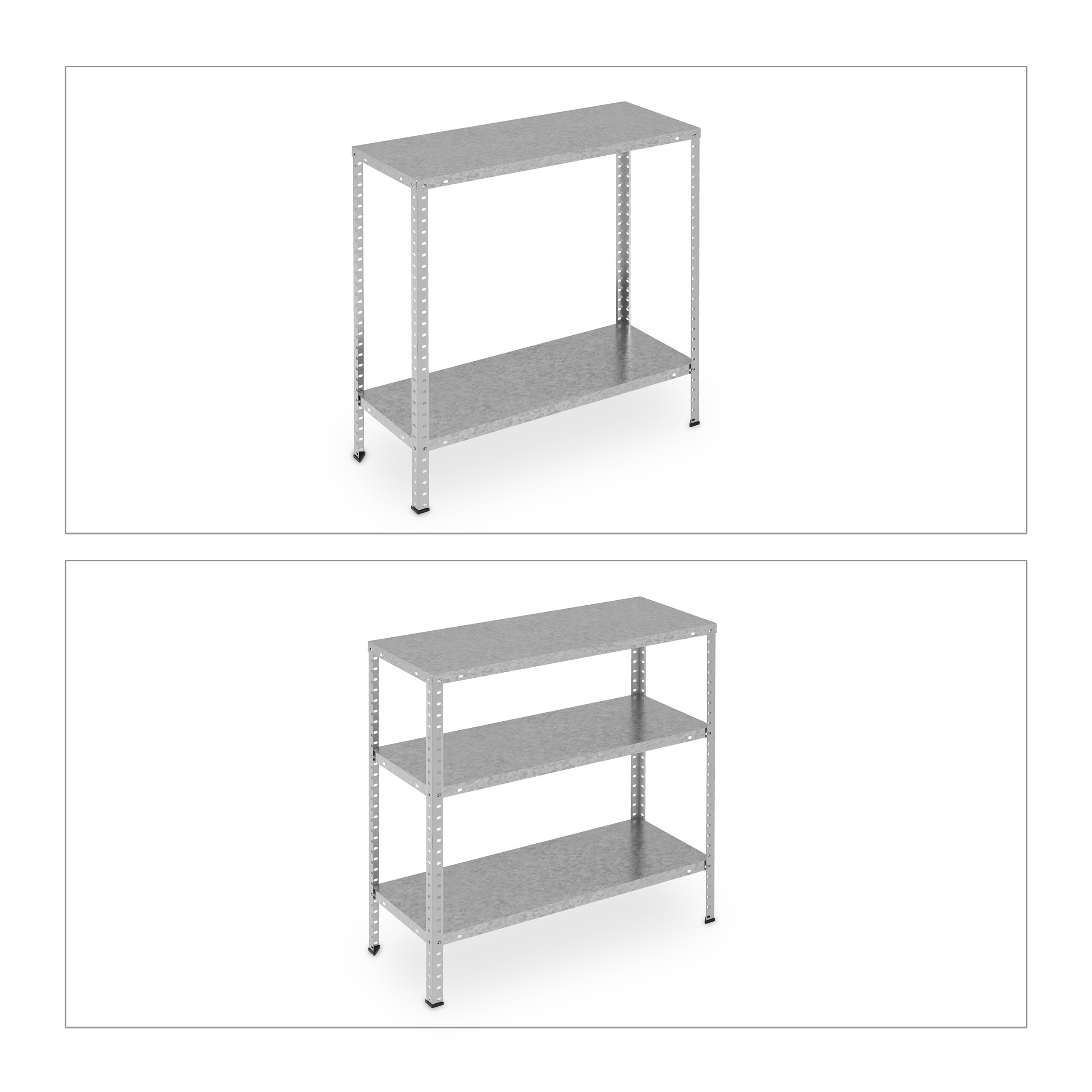 Relaxdays Rangement en métal, 4 Niveaux, Jusqu’à 160 kg, Acier, Stockage pour Le Garage, HxLxP : 150x75x30 cm, argenté