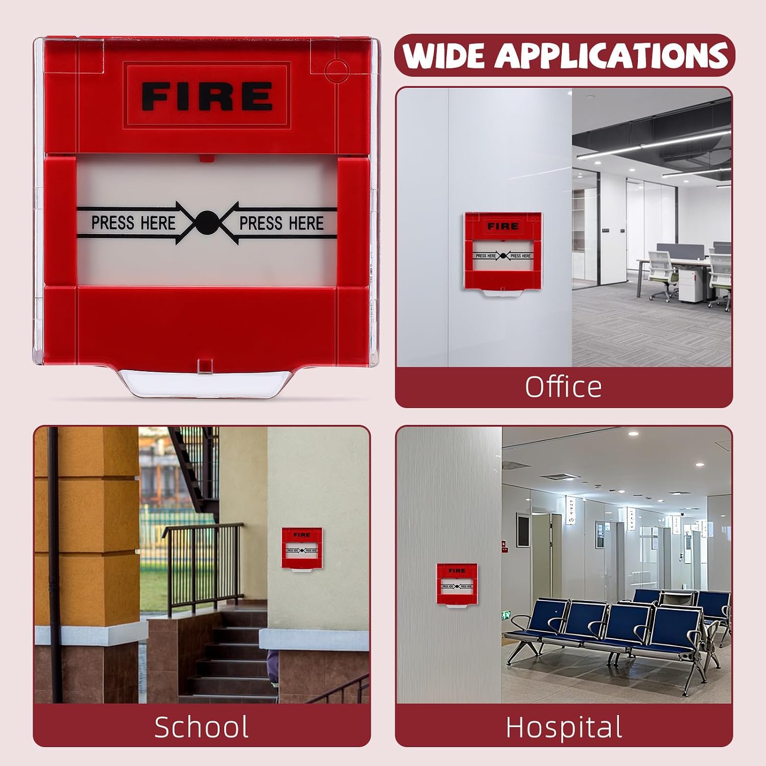 VALICLUD Manual Alarm Switch Fire Call Button Red Plastic Quick Response Emergency Reset Button for Fire Alarm Panel Safety Door Switch Suitable for Elderly Use