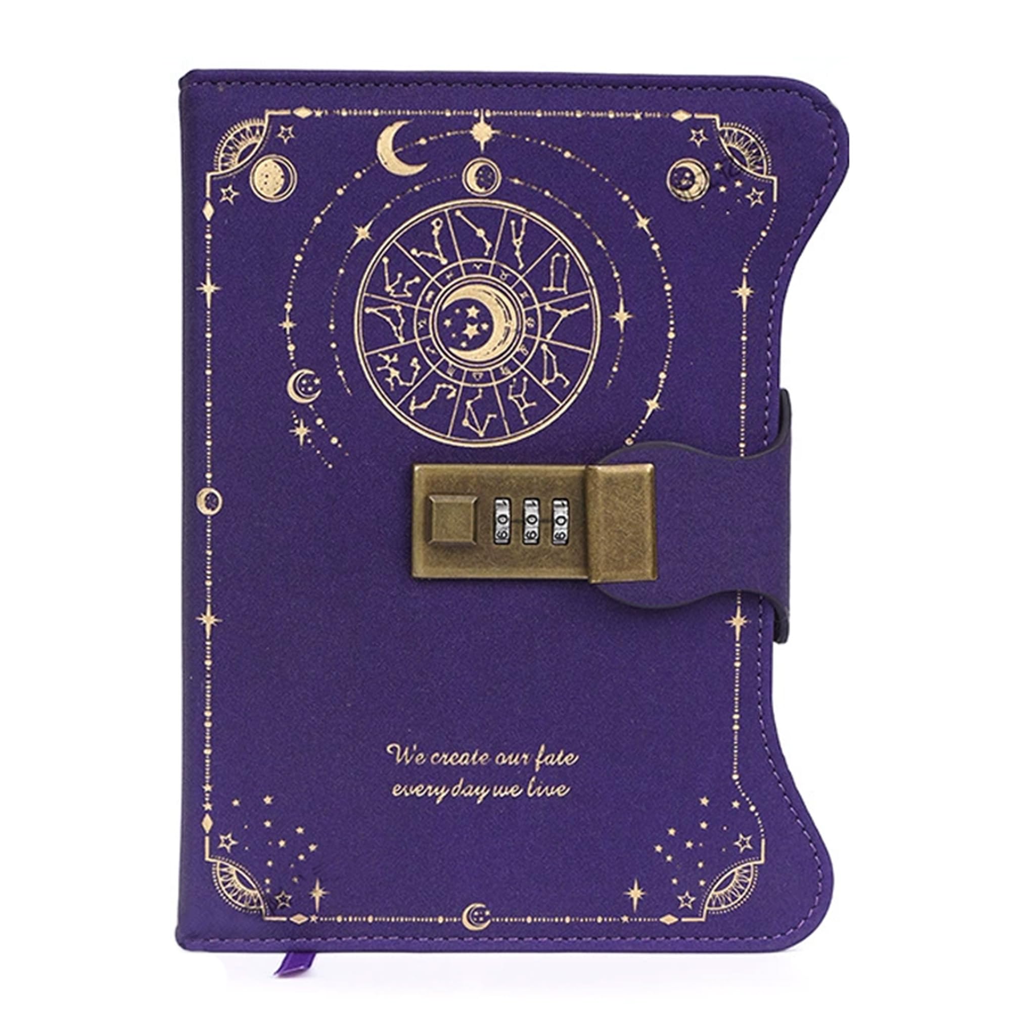 Journal céleste violet avec serrure carnet zodiaque BelugaDesign
