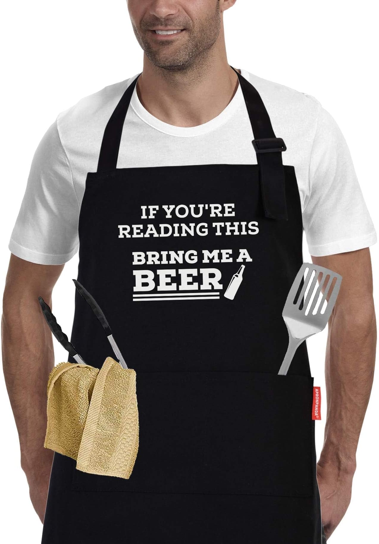 APRONPANDA If You're Reading This Bring Me A Beer, Adjustable Barbecue Cotton...