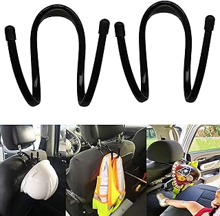 Upgraded - Adjustable Flexible Over The Car Seat Hard Hat Rack Holder - Portable Helmet Hanger Rack Hook for Coats, Hats, Caps, Safety Helmet, Fire Helmet, Motorcycle Helmet â€” 2/PK - No Helmet