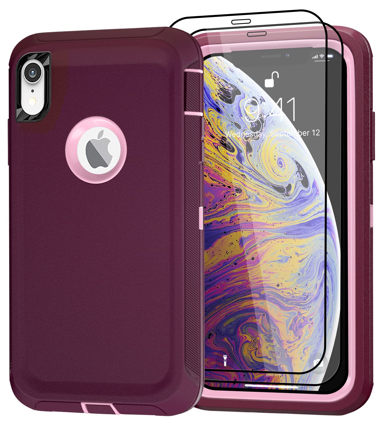 Case for iPhone Xs Max Case with 2 Screen Protector, Full Body Protection Heavy Duty Phone Case, Drop-Proof Shockproof Military Grade Cover for Apple