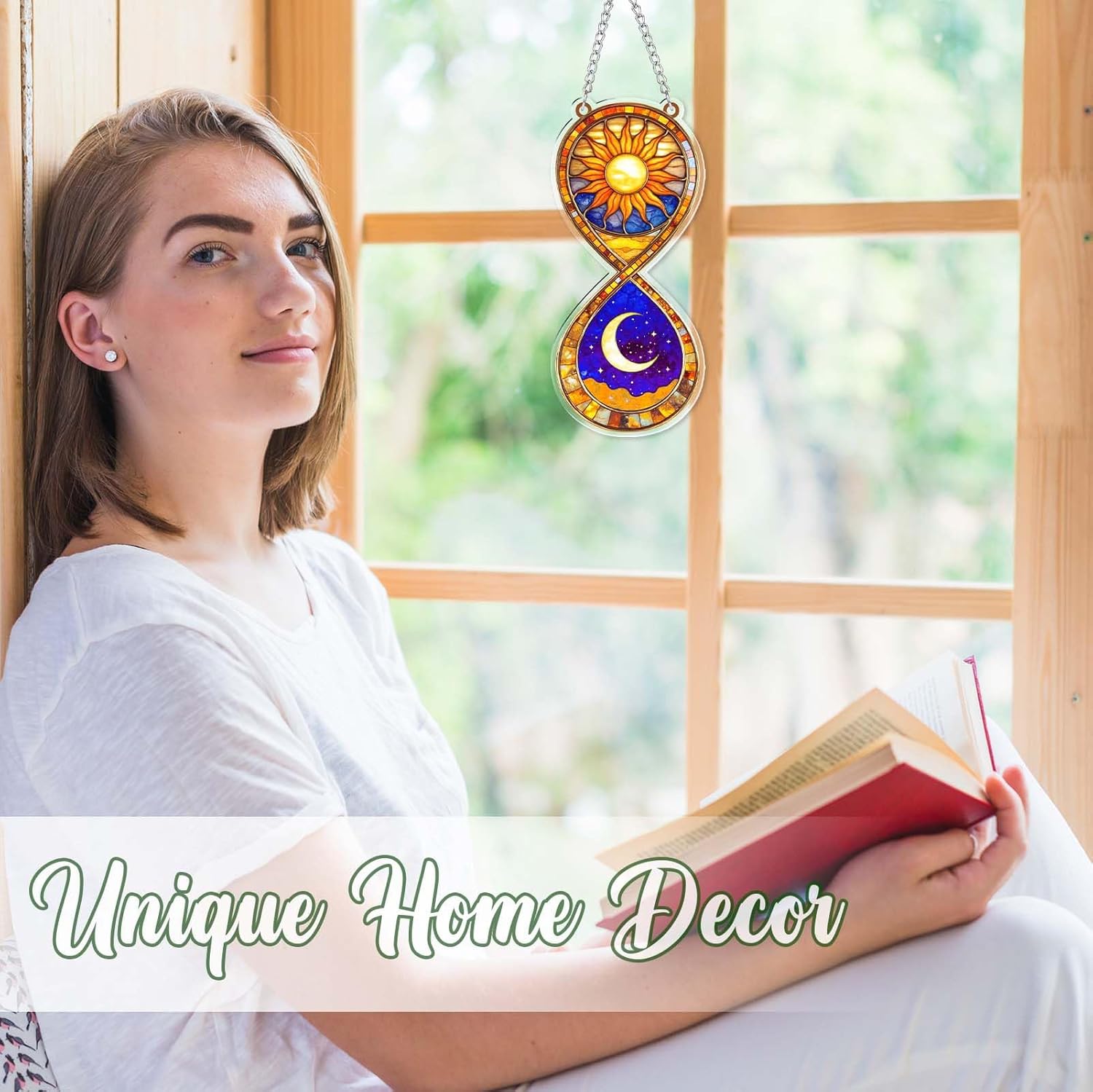 Sun Moon Gifts for Women, Acrylic Sun Moon anging Ornaments, Whimsical Decor Ornaments for Home Window & Car Decor, Sun Catcher for Home Decor, Christmas Ornament - Image 3