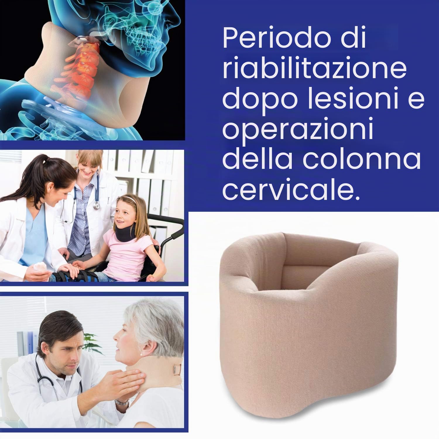 Collare per cervicale, supporto cervicale, regolabile, morbido, 100% cotone, allevia la colonna vertebrale, i muscoli, la stampa articolare piccola, beige