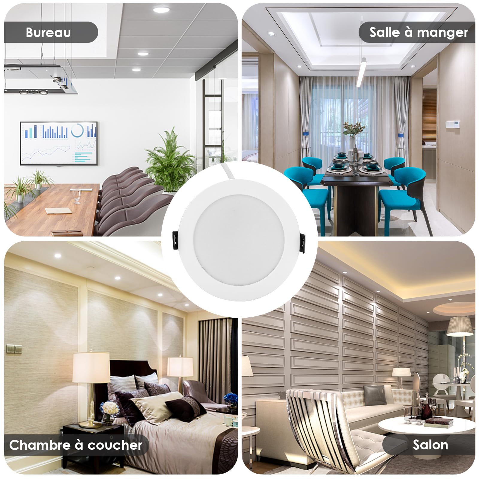 Faretti Led da Incasso per Cartongesso 7W 700 Lumen Faretti da Soffitto Risparmio Energetico 90%, Luci da Soffitto Interno 3000K-6000K Regolabile|IP44|CRI 83+|Foro Ø85-100mm Set di 6
