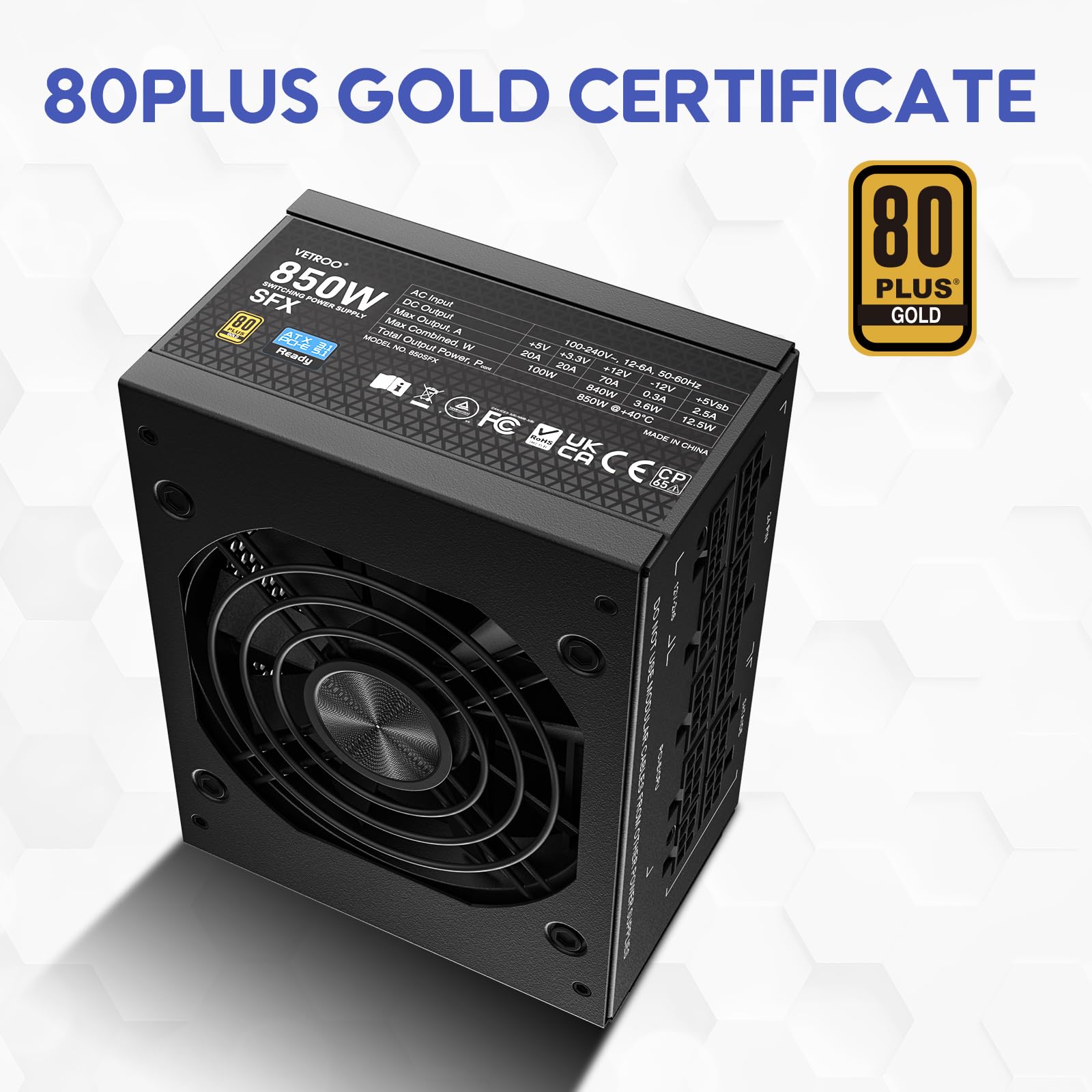 SFX電源 850W VETROO製 Amazon | Vetroo 850W SFX 電源 ATX 3.1 & PCIE 5.1対応、80 Plus Gold