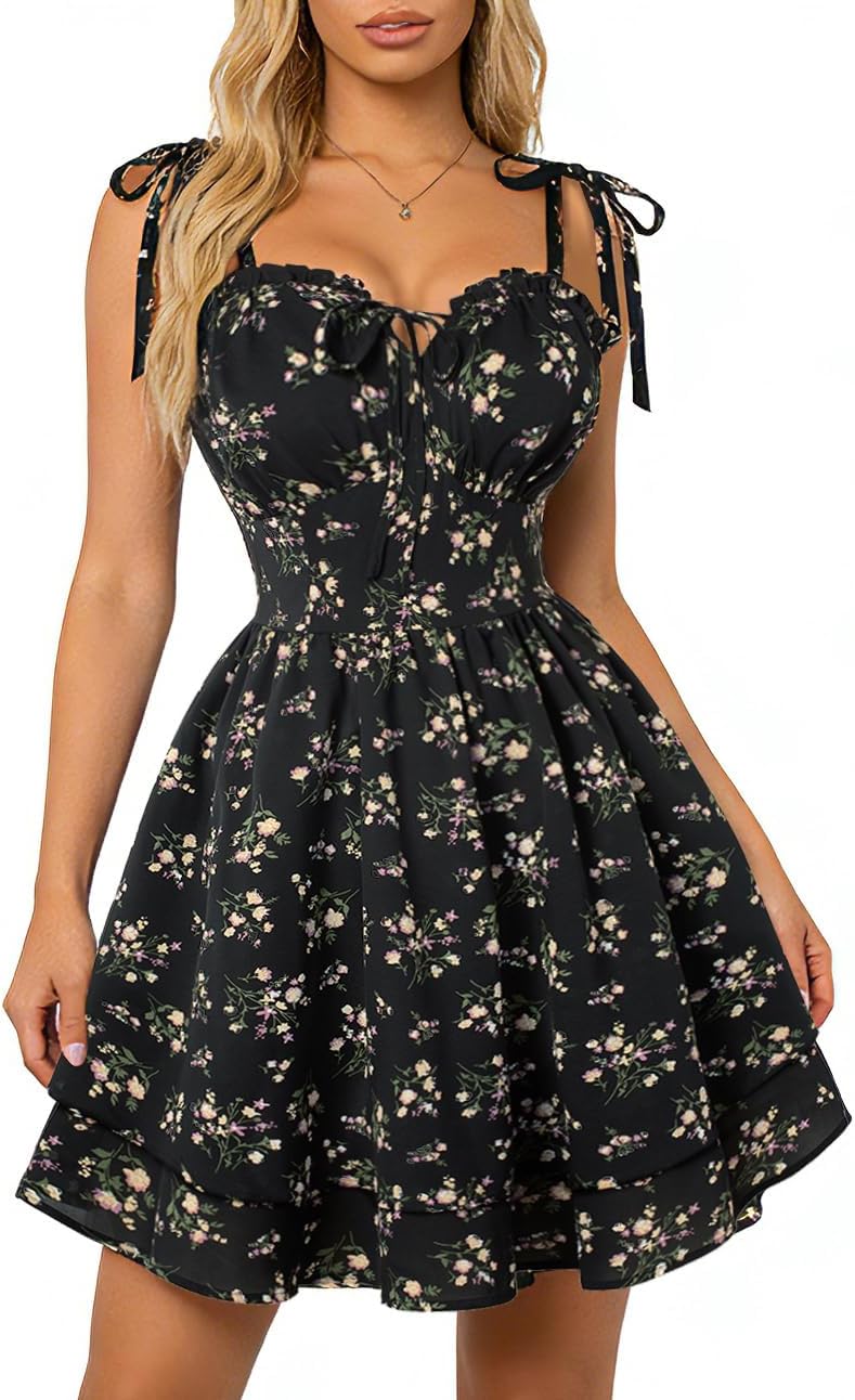 Scarlet Darkness Floral Mini Dress for Women Teens Summer 2026 Fairy Corset Sundress Graduation Dresses - Image 8