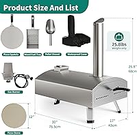 Vista 4 de YTIAHOME - Horno de pizza multicombustible para exteriores con máquina giratoria de doble combustible para pizza de 12 pulgadas, horno de pizza a