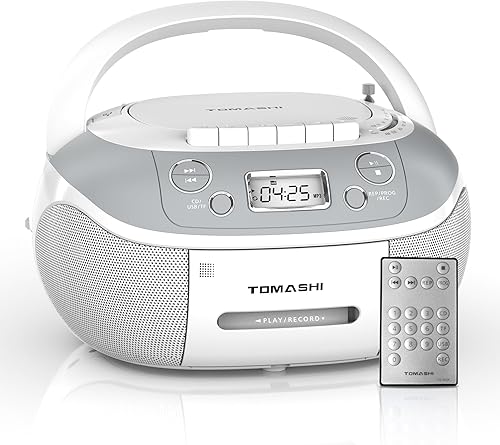 Reproductor de CD Boombox Cassette Combo con radio AMFM, sonido estéreo, grabación portátil de cinta de radio AM FM con USBSD, conector para