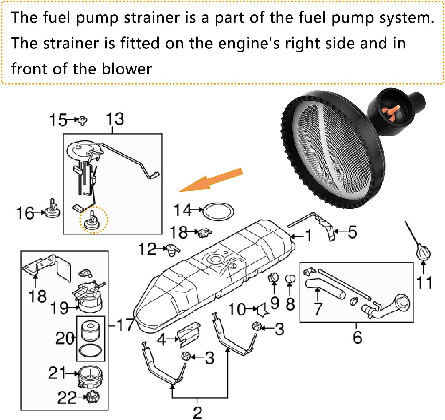 Fuel Tank Sending Unit Filter Screen Strainer and Filter Compatible with Ford 6.0L 7.3L PowerStroke Diesel Engine E5TZ-9J306-BA 4C4A-9365-BA 904-419